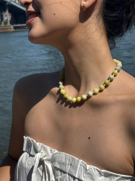 Lemon Stone Pearl Necklace