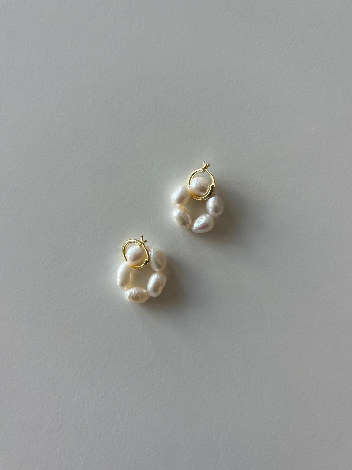 Camille Pearl Flower Charm Huggies