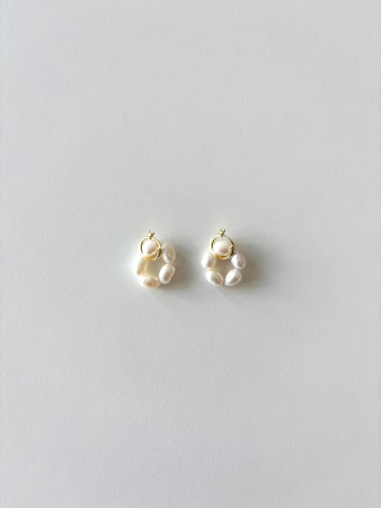 Camille Pearl Flower Charm Huggies