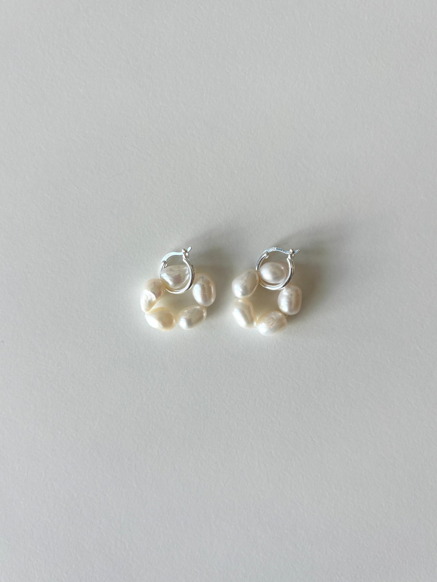 Camille Pearl Flower Charm Huggies