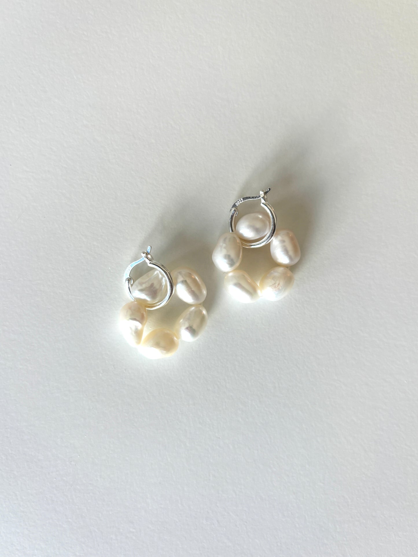 Camille Pearl Flower Charm Huggies