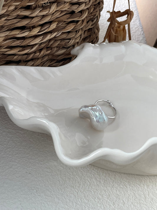 Irregular Pearl Ring in Sterling Silver