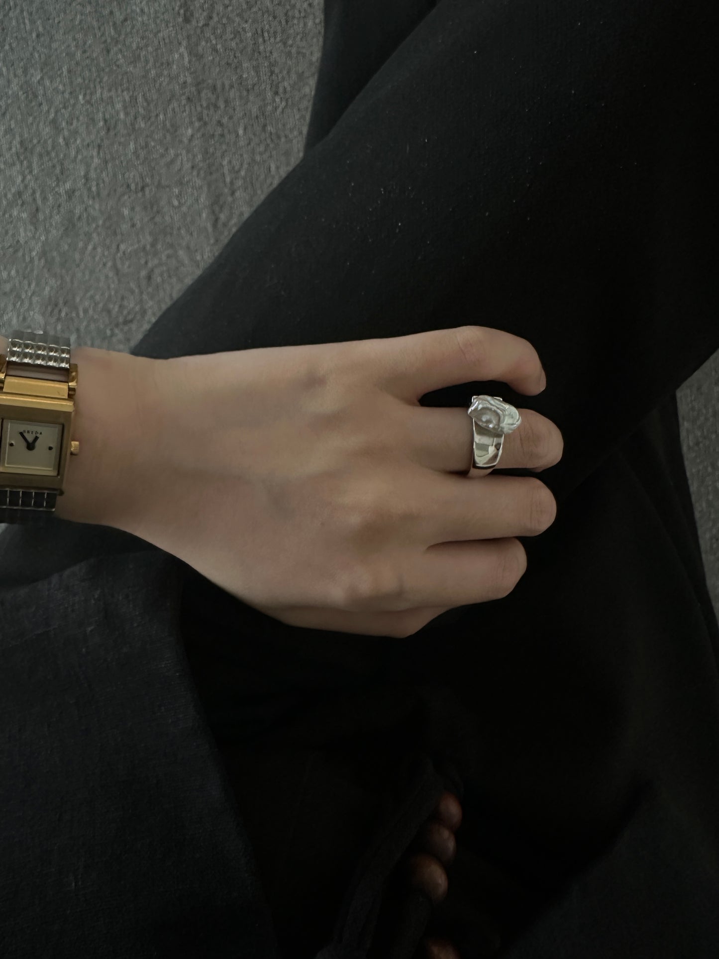 Irregular Pearl Ring in Sterling Silver