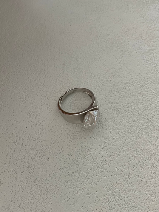 Irregular Pearl Ring in Sterling Silver