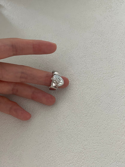Irregular Pearl Ring in Sterling Silver