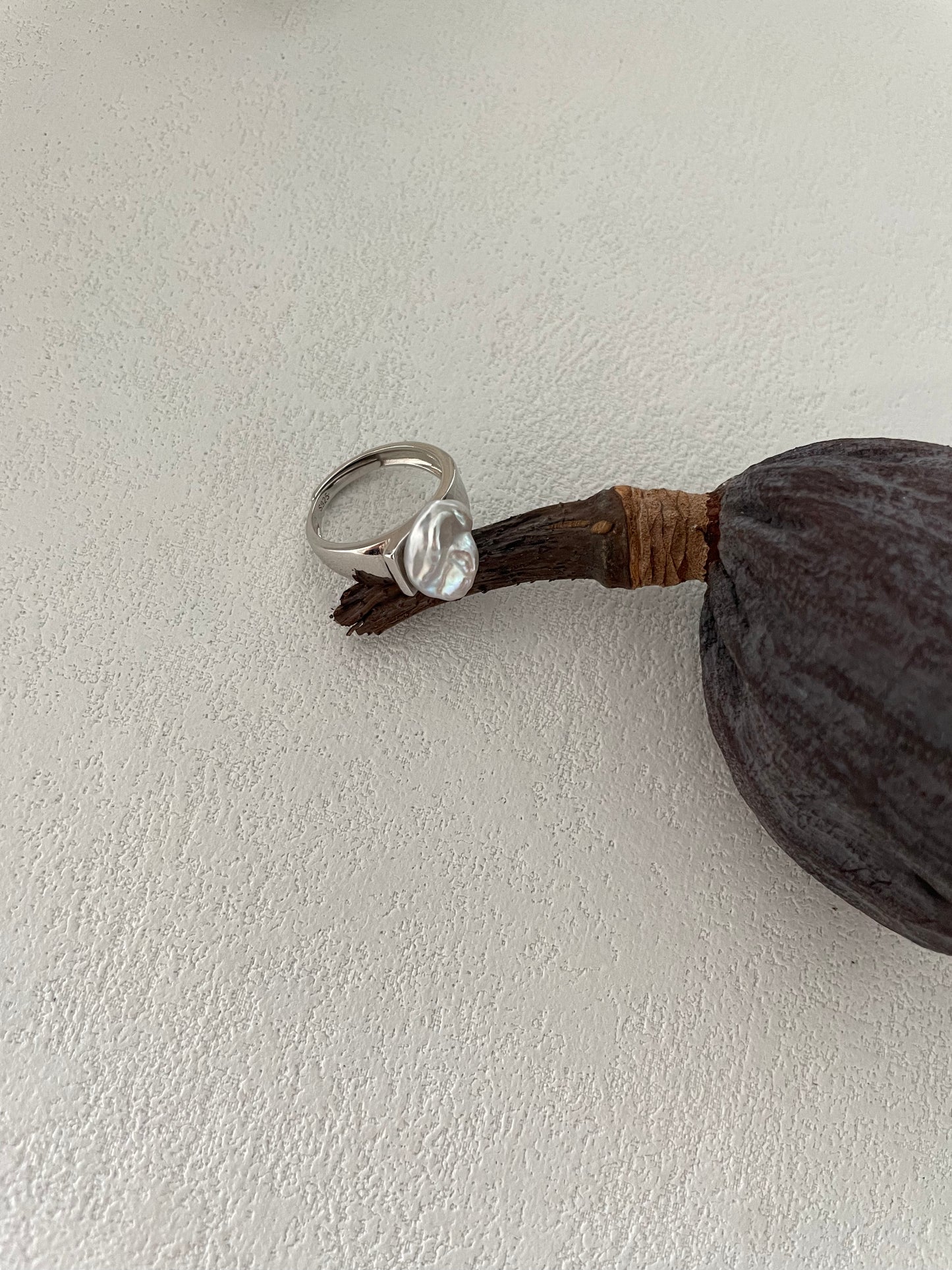 Irregular Pearl Ring in Sterling Silver