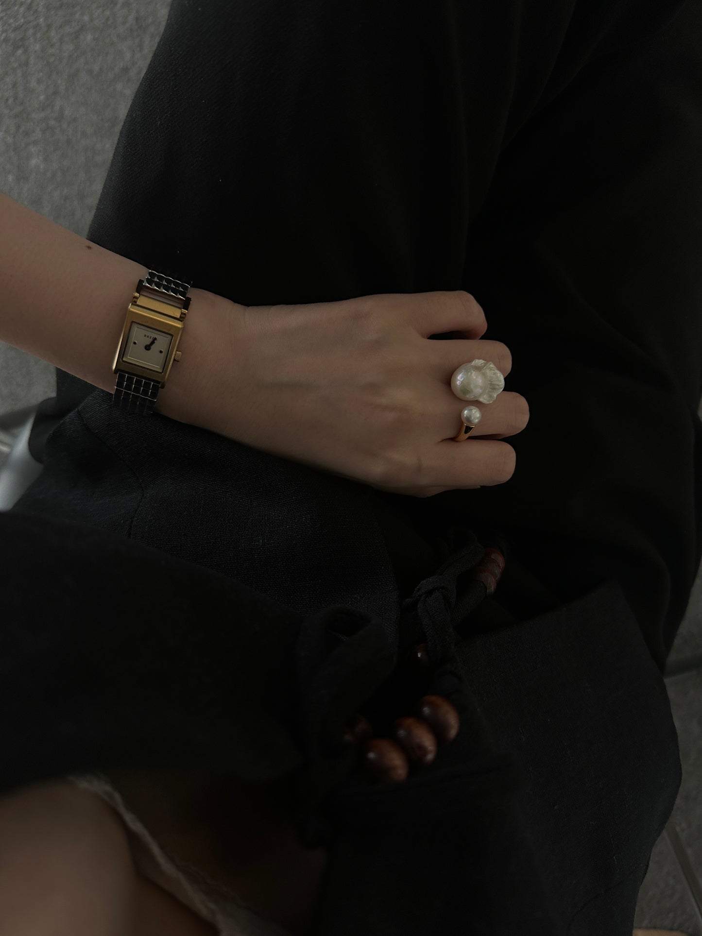 Irregular Pearls Open Ring in 18K Gold-Plated