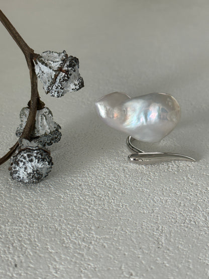Irregular Pearl Ring in Sterling Silver