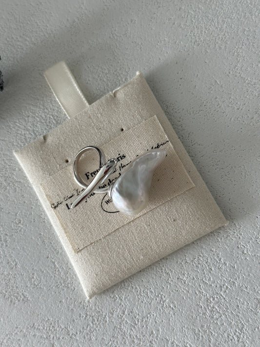 Irregular Pearl Ring in Sterling Silver