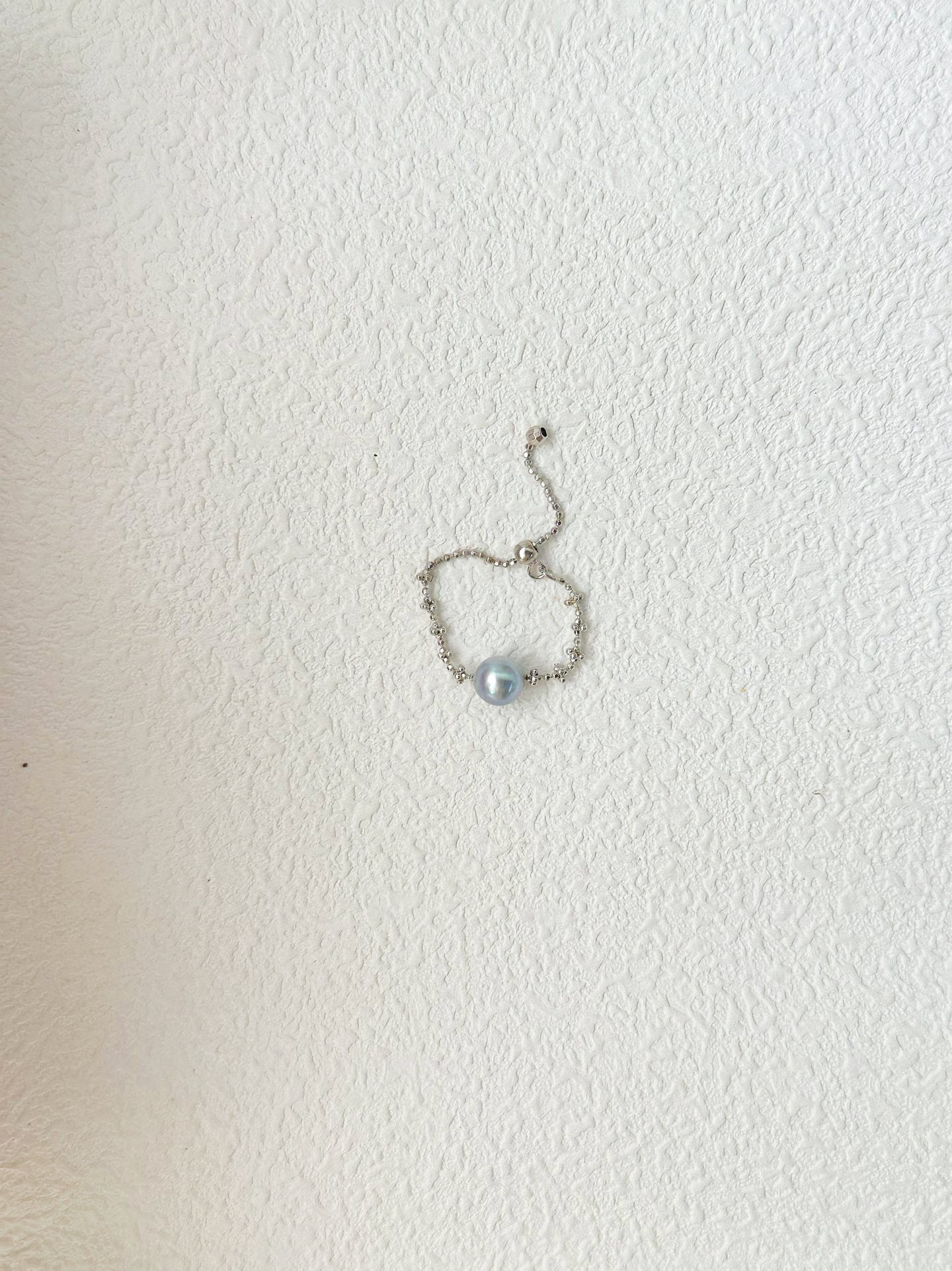 Silver Blue Pearl RIng in Sterling Silver Chain