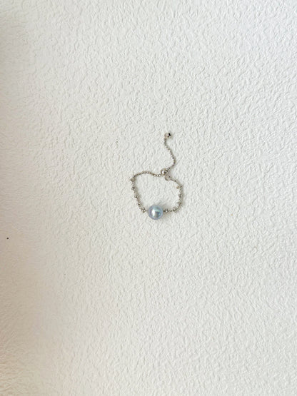 Silver Blue Pearl RIng in Sterling Silver Chain