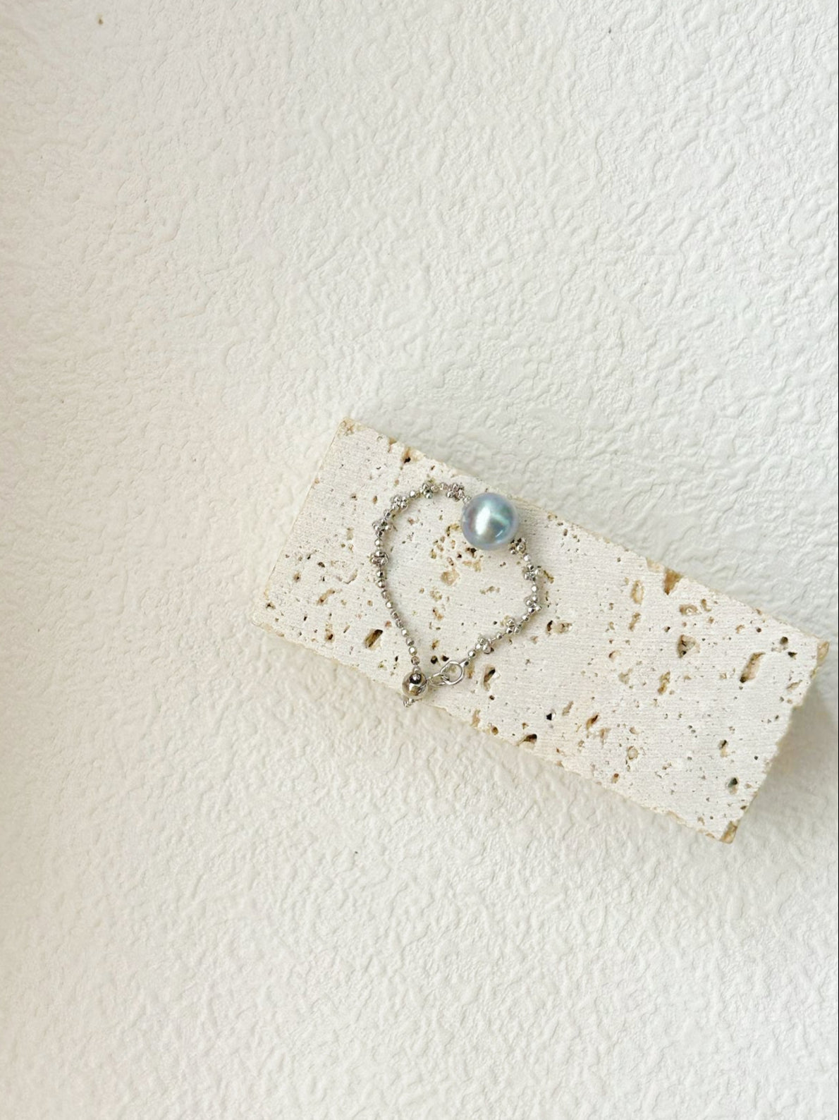 Silver Blue Pearl RIng in Sterling Silver Chain