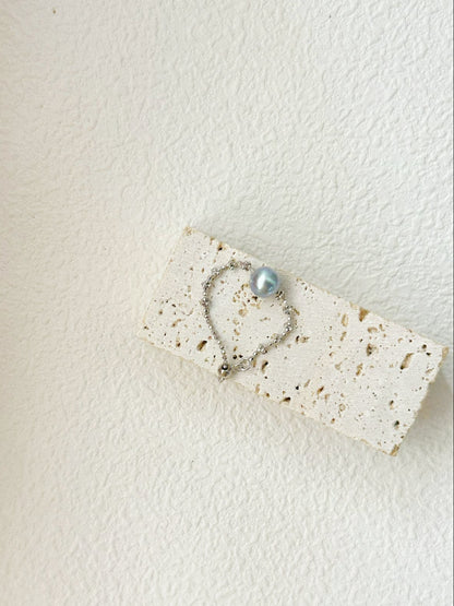 Silver Blue Pearl RIng in Sterling Silver Chain