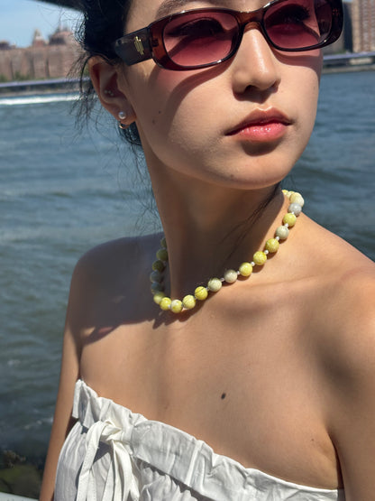 Lemon Stone Pearl Necklace