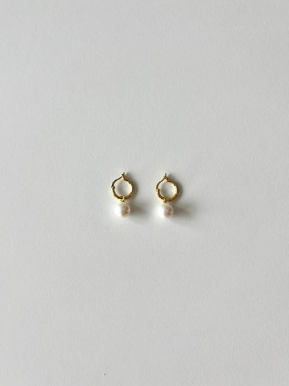 Round Pearl Hoops