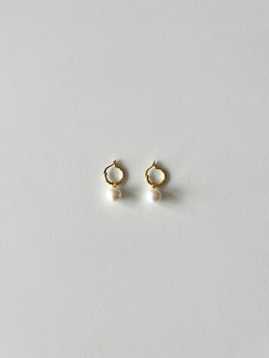 Round Pearl Hoops